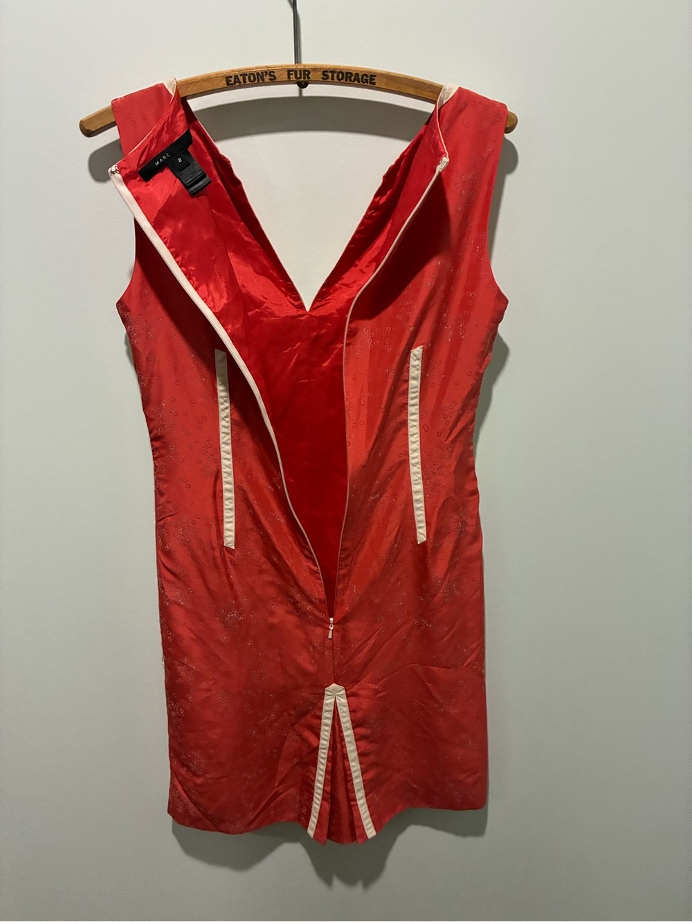 MARC JACOBS Silk Salmon Pink Sleeveless Sheath Dress with off-White Trim  Size 2 - Picture 2 of 9